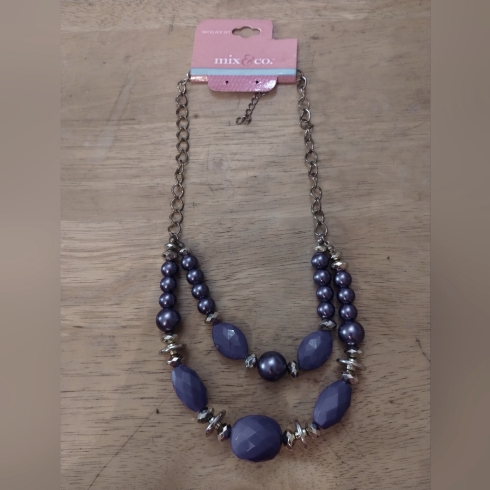 New Women's Purple Beaded Necklace
